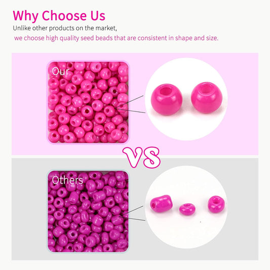 Paodey 4mm Seed Beads Uniform, 1000pcs Letter Beads, 28 Colors 6500pcs Size 6 Glass Seed Beads for Bracelets Making, Loom for Name Friendship Bracelets Jewelry Making Kit with Tools