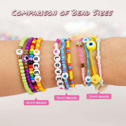 Paodey Friendship Bracelet Kit 3mm Seed Beads, 30000 Pcs 8/0 Glass Seed Beads 96 Colors Small Beads Bulk with Letter Bead Charms for Jewelry Making Girls Rings Necklaces Waist Chain DIY Craft Gift