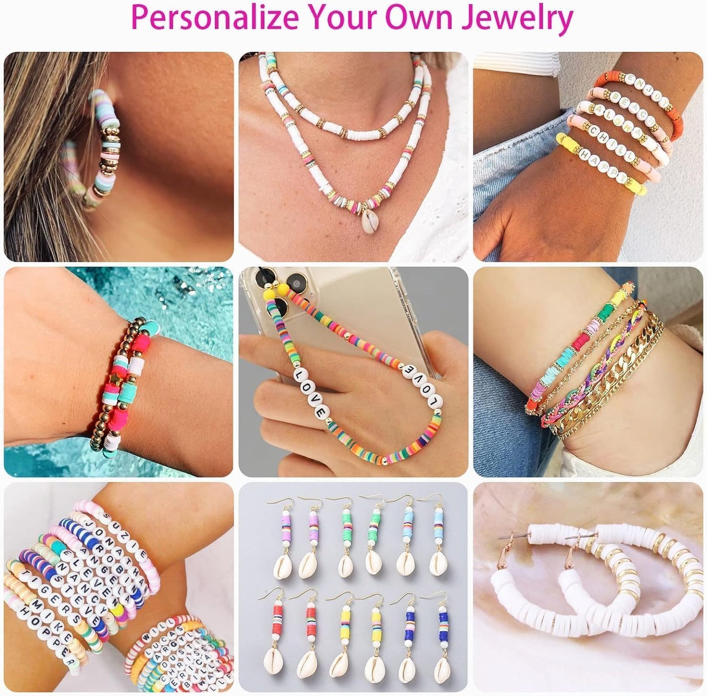 Paodey Girls Gifts Bracelet Making Kit, 20 Colors Polymer Clay Beads with Charms Arts and Crafts Kit Jewelry Making Set Birthday Gift Idea Girl Toys Gifts Party Favors for Kids Ages 6-13