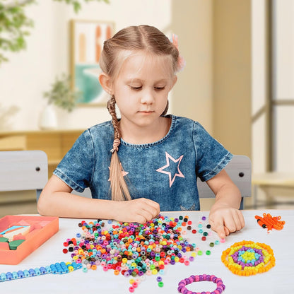 Paodey 1200+pcs Pony Beads 9mm Kandi Beads for Bracelets, Hair Beads for Braids Plastic Colorful Beads Bulk Acrylic Assorted Beads for Crafts Keychains Jewelry Friendship Bracelet Kit