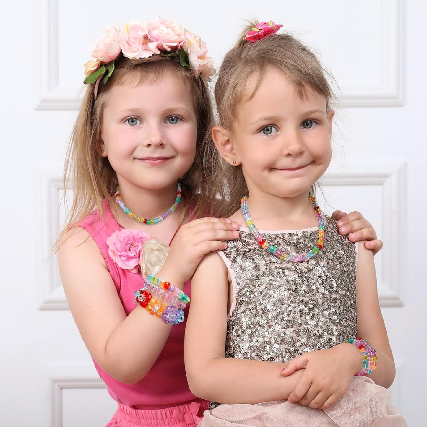 Paodey 1200+pcs Pony Beads 9mm Kandi Beads for Bracelets, Hair Beads for Braids Plastic Colorful Beads Bulk Acrylic Assorted Beads for Crafts Keychains Jewelry Friendship Bracelet Kit