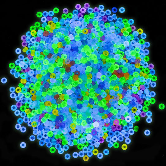 Paodey Pony Beads Glow in The Dark 1000pcs Neon Beads, Bracelet Beads 9mm Luminous Bulk Beads for Hair Braiding, Colored UV Beads for Crafts Kandi Beads Kit