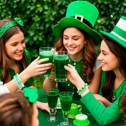 Paodey St. Patrick’s Day Green Pony Beads Kit, Jewelry Making Spring Irish St. Patrick’s Party Decoration Bracelets DIY Crafts Gold Orange Green Assorted Plastic Beads for Necklace Keychain Making Crafts