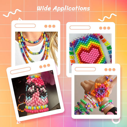 Paodey Pony Beads 1000+pcs Plastic Beads 9mm Rave Kandi Spacer Beads for Jewelry Making, DIY Face Mask Hair Beads Bracelet Making Kit for Girls, Cute Heart Beads Star Beads Butterfly Beads
