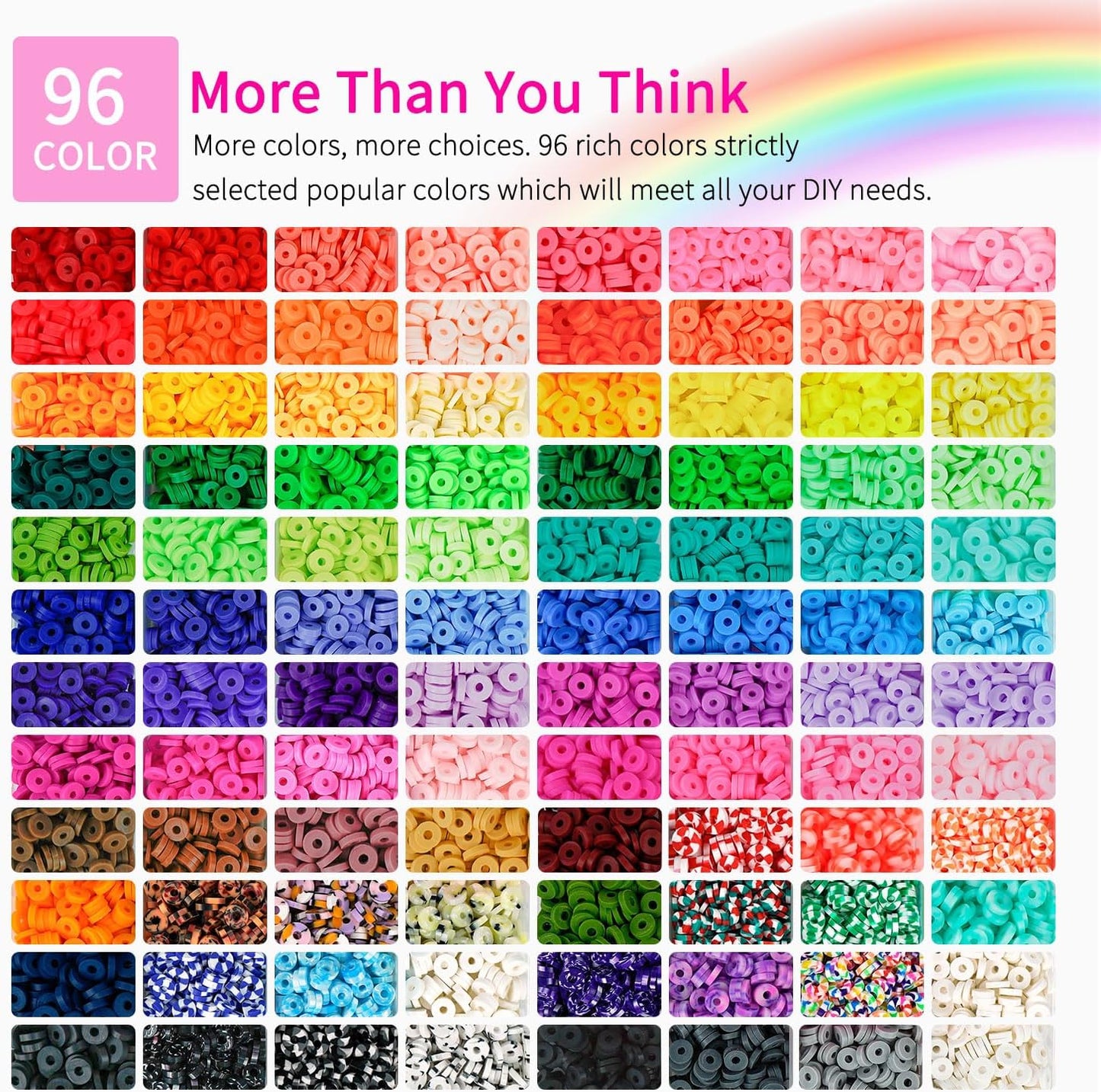 Paodey Friendship Bracelet Making Kit 96 Colors, 900pcs Letter Beads, 100pcs Number Beads, Gold Silver Spacer Beads Charms Clay Beads for Concert Friendship Bracelets Jewelry Polymer Heishi Beads