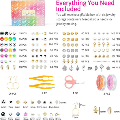 Paodey Friendship Bracelet Making Kit 96 Colors, 900pcs Letter Beads, 100pcs Number Beads, Gold Silver Spacer Beads Charms Clay Beads for Concert Friendship Bracelets Jewelry Polymer Heishi Beads