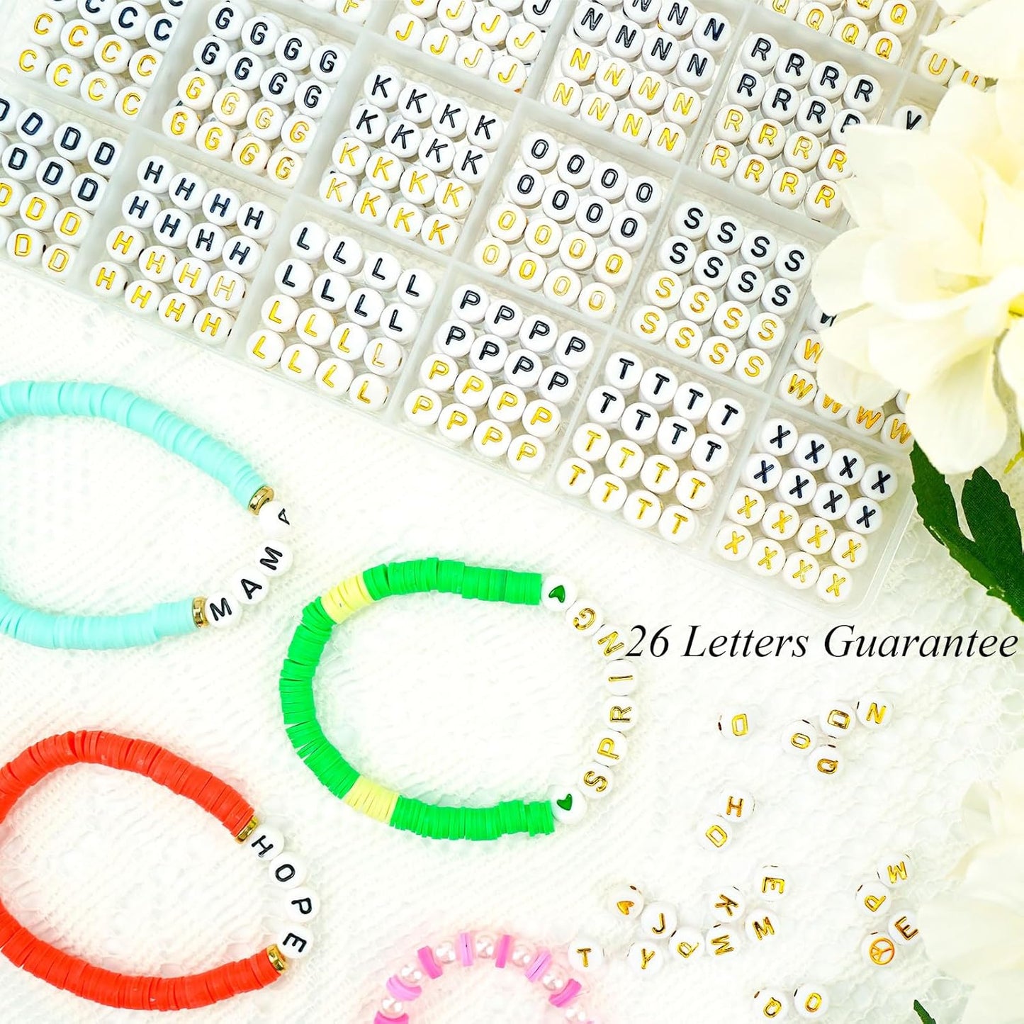 Paodey Friendship Bracelet Making Kit 96 Colors, 900pcs Letter Beads, 100pcs Number Beads, Gold Silver Spacer Beads Charms Clay Beads for Concert Friendship Bracelets Jewelry Polymer Heishi Beads