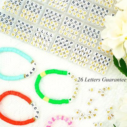 Paodey Friendship Bracelet Making Kit 96 Colors, 900pcs Letter Beads, 100pcs Number Beads, Gold Silver Spacer Beads Charms Clay Beads for Concert Friendship Bracelets Jewelry Polymer Heishi Beads