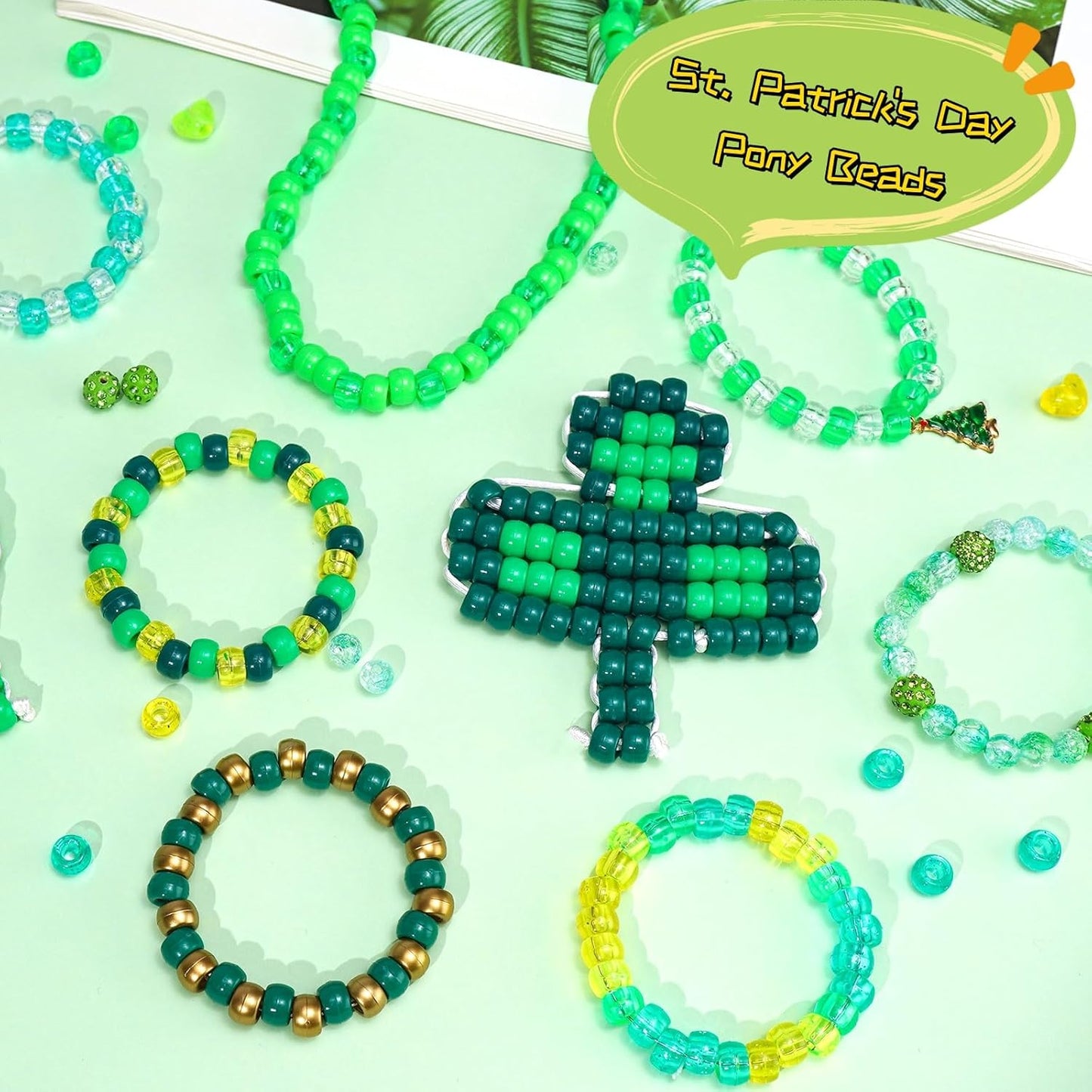 Paodey 5 Boxes Bracelet Making Kit Pony Beads, 96 Colors 6x9mm Kandi Rave Beads for Bracelets Friendship Plastic Beads with 800Pcs Letter Bead DIY Arts and Crafts for Kids Adults Keychain Jewelry Making