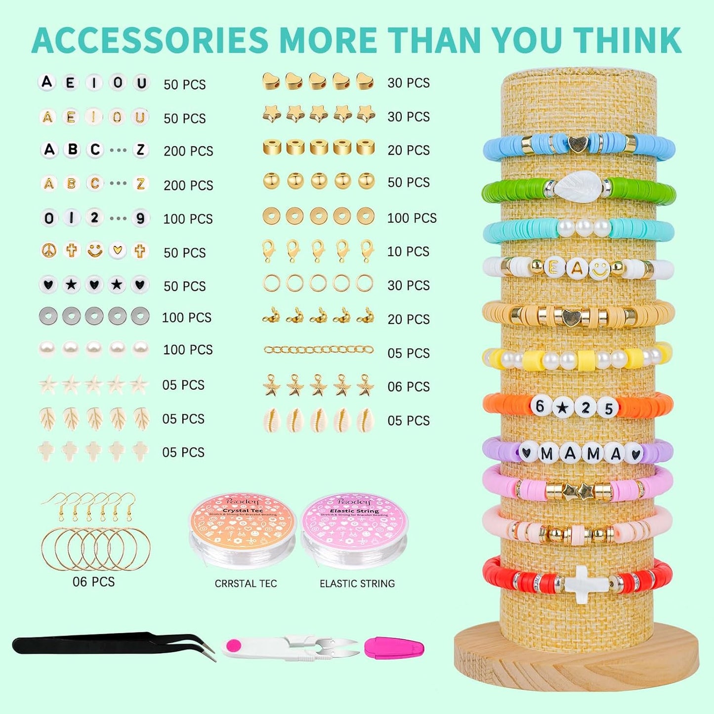 Paodey Friendship Bracelet Kit, 14,000pcs 48 Colors Bracelet Making Kit Clay Beads with Number Letter Bead Set Concert Merch Arts and Crafts Gifts for Kids Adults Teen Girls Jewelry Making Supplies