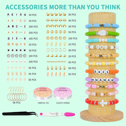 Paodey Friendship Bracelet Kit, 14,000pcs 48 Colors Bracelet Making Kit Clay Beads with Number Letter Bead Set Concert Merch Arts and Crafts Gifts for Kids Adults Teen Girls Jewelry Making Supplies