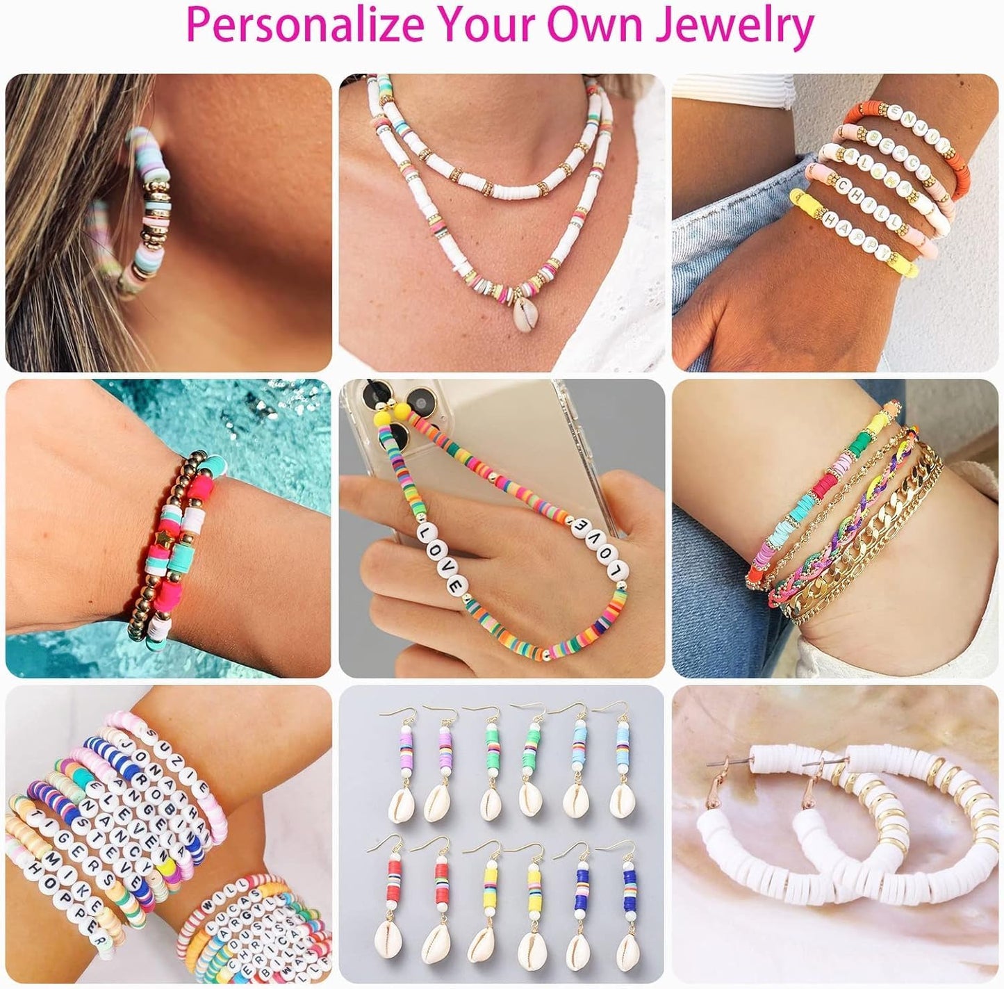 Paodey Friendship Bracelet Kit, 14,000pcs 48 Colors Bracelet Making Kit Clay Beads with Number Letter Bead Set Concert Merch Arts and Crafts Gifts for Kids Adults Teen Girls Jewelry Making Supplies