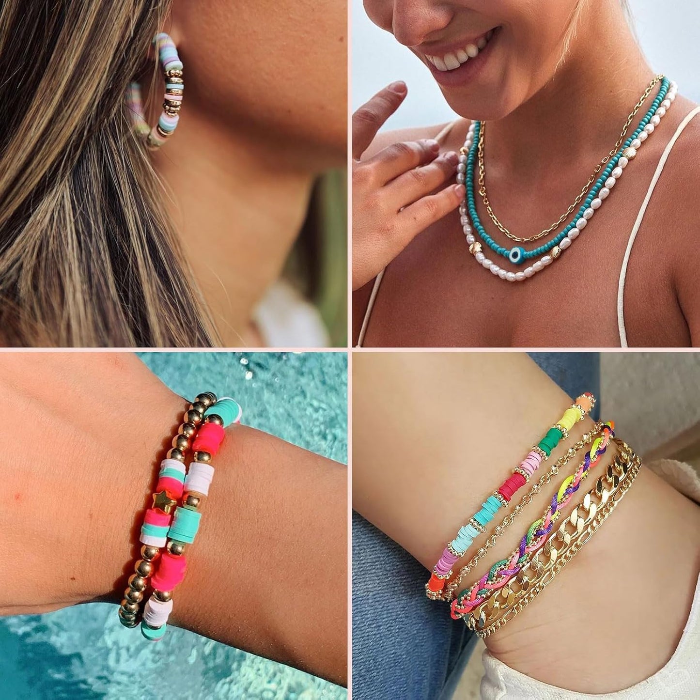 Paodey Friendship Bracelet Making Kit 96 Colors, 900pcs Letter Beads, 100pcs Number Beads, Gold Silver Spacer Beads Charms Clay Beads for Concert Friendship Bracelets Jewelry Polymer Heishi Beads