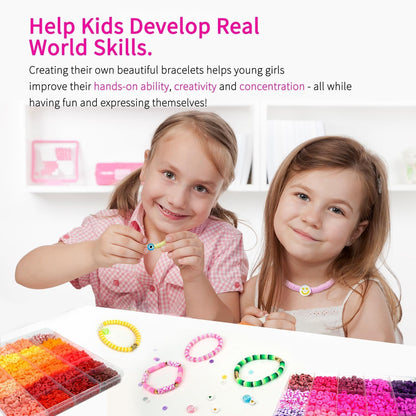 Paodey Friendship Bracelet Kit, 14,000pcs 48 Colors Bracelet Making Kit Clay Beads with Number Letter Bead Set Concert Merch Arts and Crafts Gifts for Kids Adults Teen Girls Jewelry Making Supplies