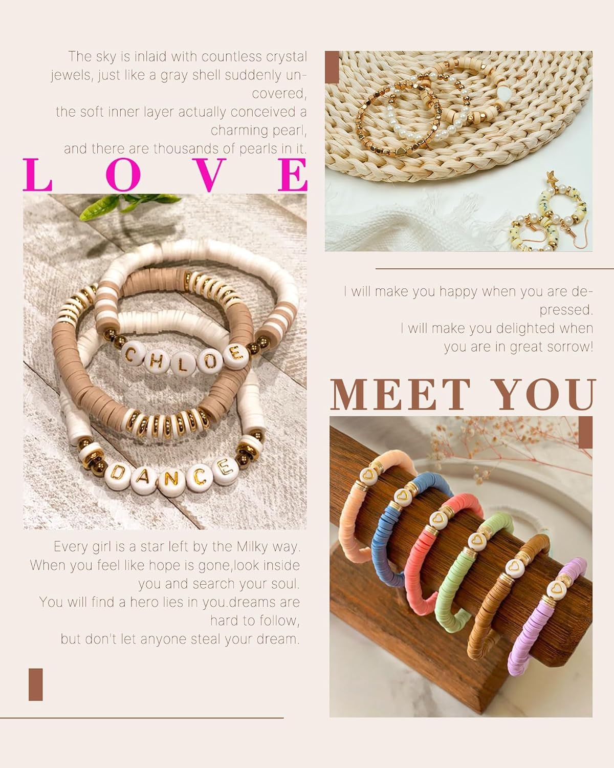 Paodey Bracelet Making Kit, 10,000 Pcs Polymer Clay Beads, 48 Colors Round Letter Beads Jewelry Making Kit Friendship Bracelets Heshi Beads with Charms Strings Crafts Gift for Girls Adults