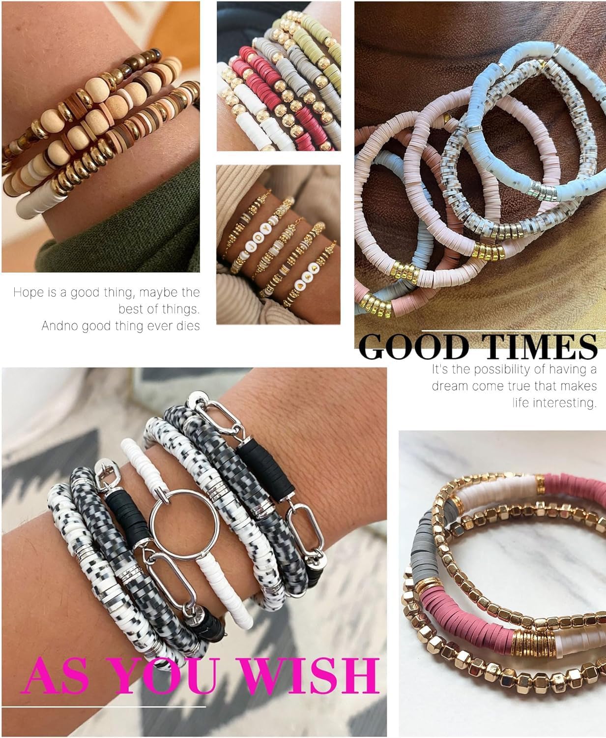 Paodey Bracelet Making Kit, 10,000 Pcs Polymer Clay Beads, 48 Colors Round Letter Beads Jewelry Making Kit Friendship Bracelets Heshi Beads with Charms Strings Crafts Gift for Girls Adults